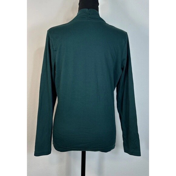 LL Bean Pima Shawl Long-Sleeve Dark Green Cotton Tee Size Medium (10/12) - Picture 4 of 12